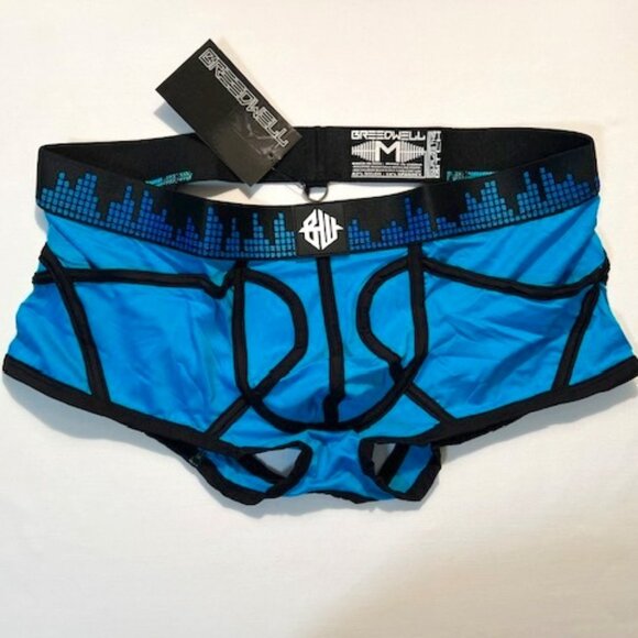 BREEDWELL Size M Equalizer Backless Brief/Boxer Jock - Aqua/Black/White - Picture 2 of 10